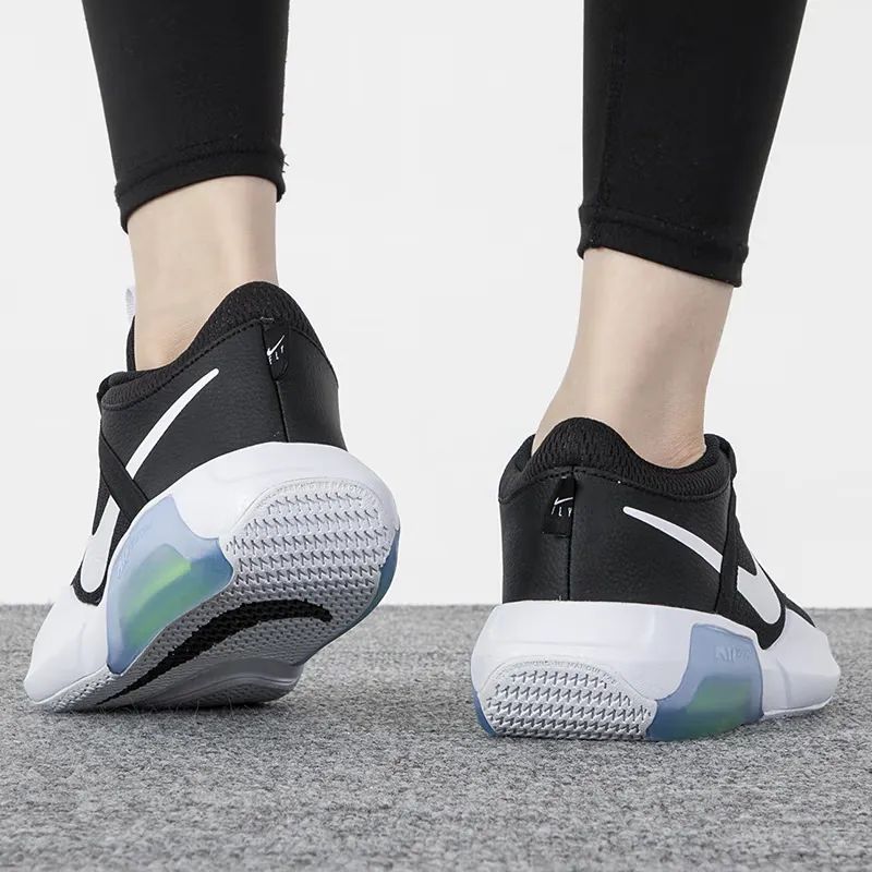 Nike Game Ready Cushioning, Wear Resistant Low Top Children's Basketball Shoes White Black Blue Unisex-4