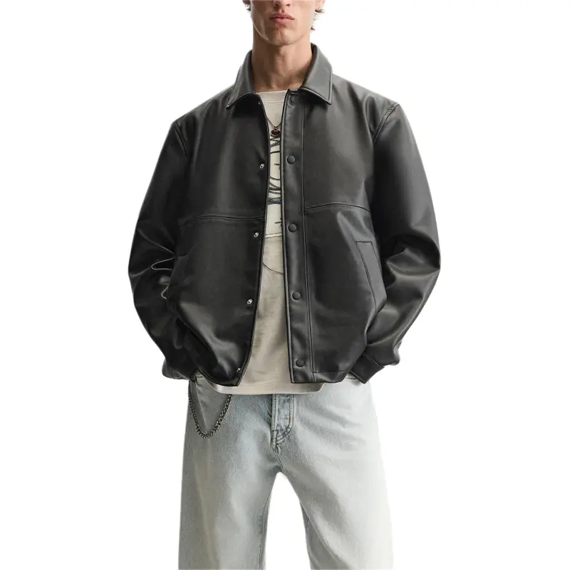 ZARA Leather Jacket Unisex Black-3