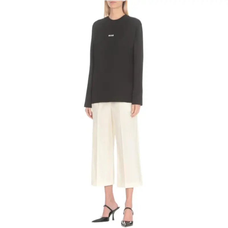 MSGM Logo Printed Long Sleeved T Shirt-4