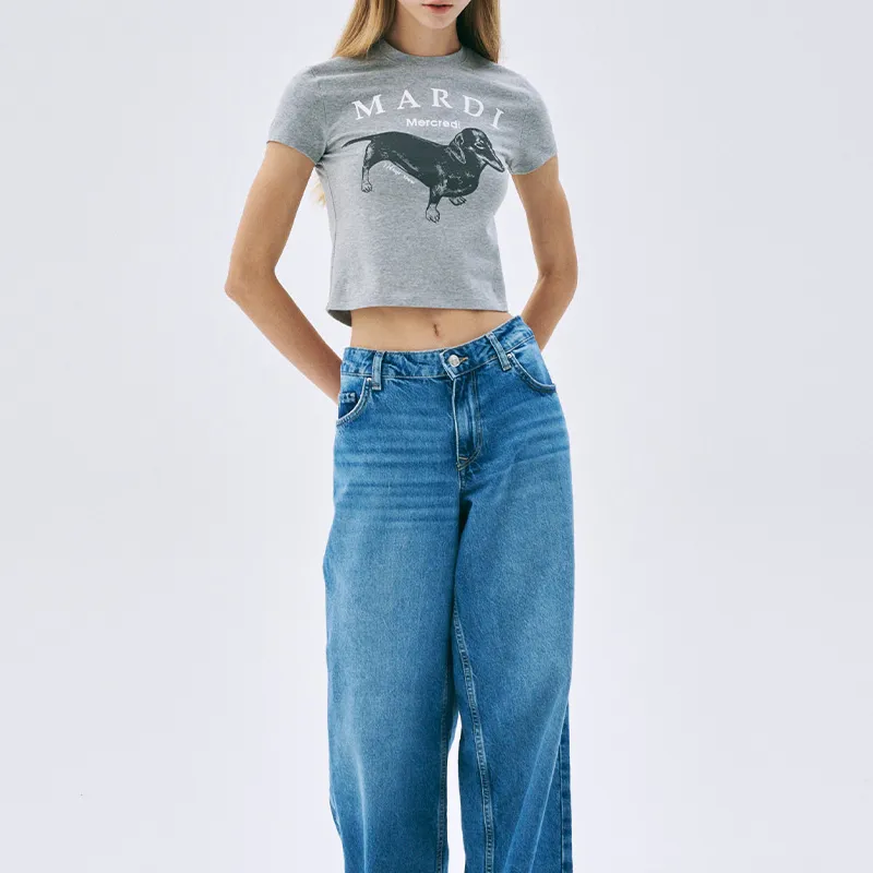 MARDI MERCREDI SS25 T Shirt Korean Style Women's White/Gray-2