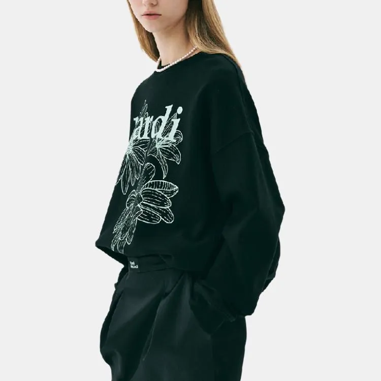 MARDI MERCREDI SS25 SWEATSHIRT TRIPLE FLOWER_BLACK MINT Sweatshirt Korean Style Women's Black/Mint-2