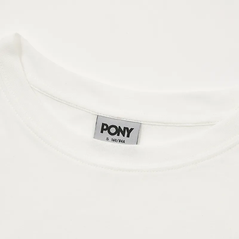 PONY Drop Shoulder Sleeve T Shirt Women's Raw White-4