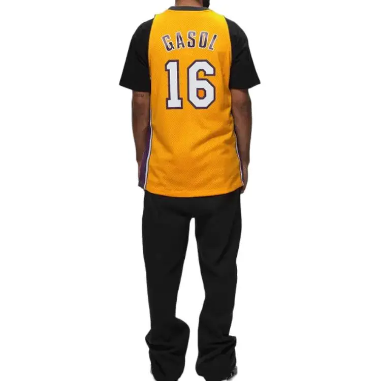 Mitchell Ness 2009/10 Hardwood Classics Pau Gasol Los Angeles Lakers Swingman Jersey-3