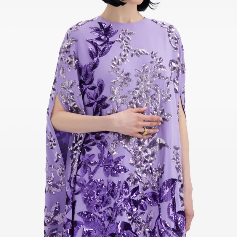 Oscar De La Renta Ombré Peony Sequinned Kaftan-2