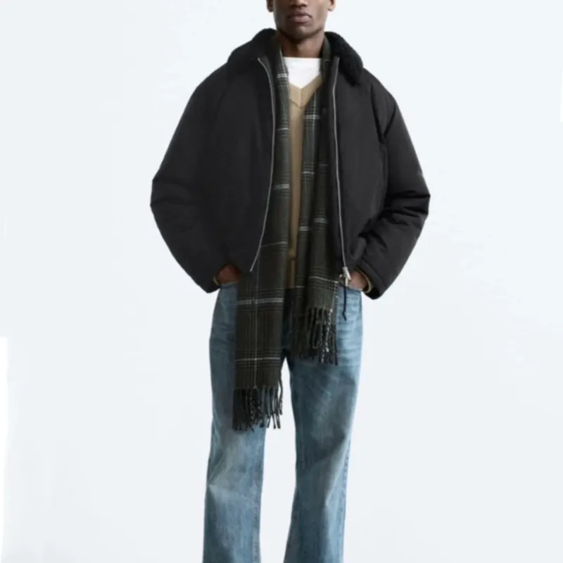 ZARA Puffer Jackets Men Black-2