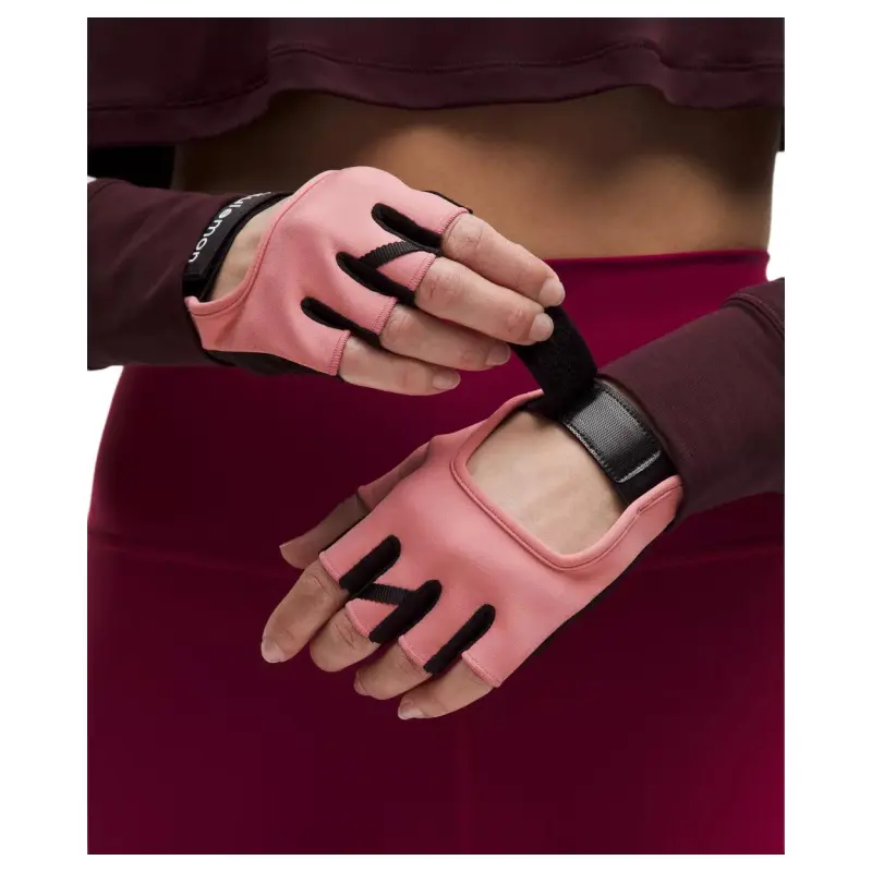 Lululemon Nylon Sports Gloves Unisex Black Red-2