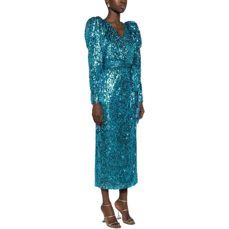 Rotate Long Sleeved Dress Women's Blue-3