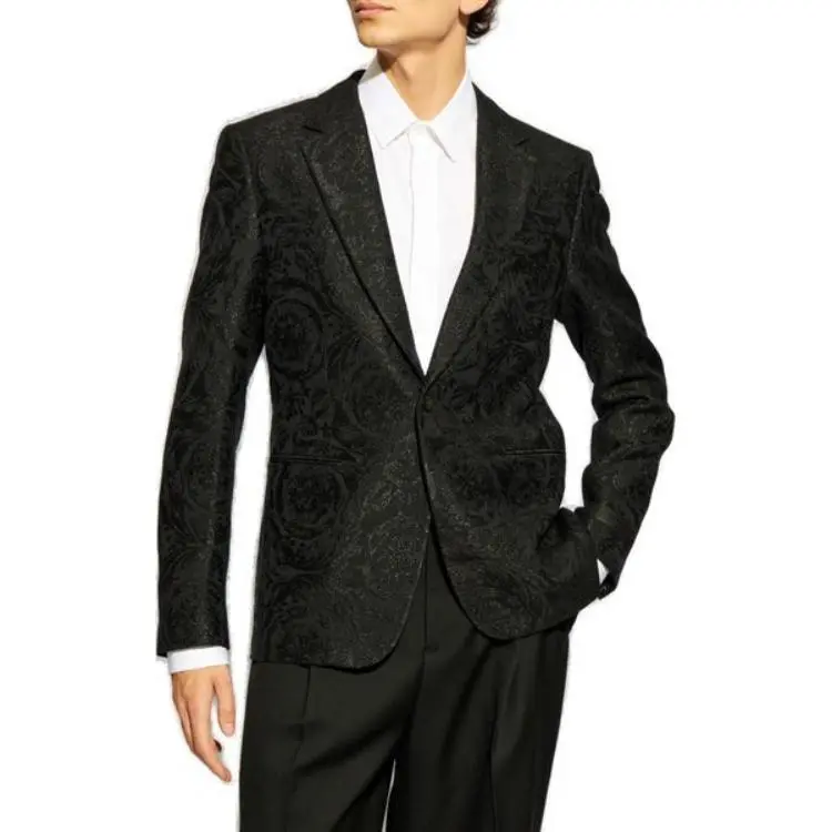 VERSACE Metallic Paisley Single Breasted Tailored Blazer-2