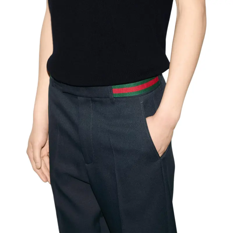 GUCCI Web stripe Trim Cropped Trousers-3