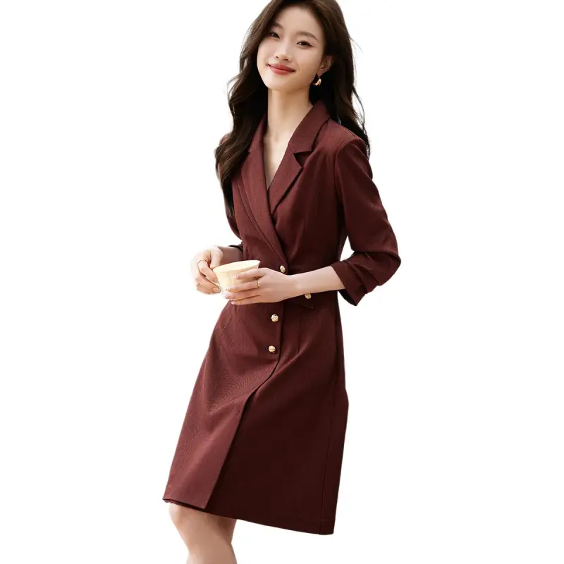 Mo Han Yi Mei Long Sleeved Dresses Women's Red-2