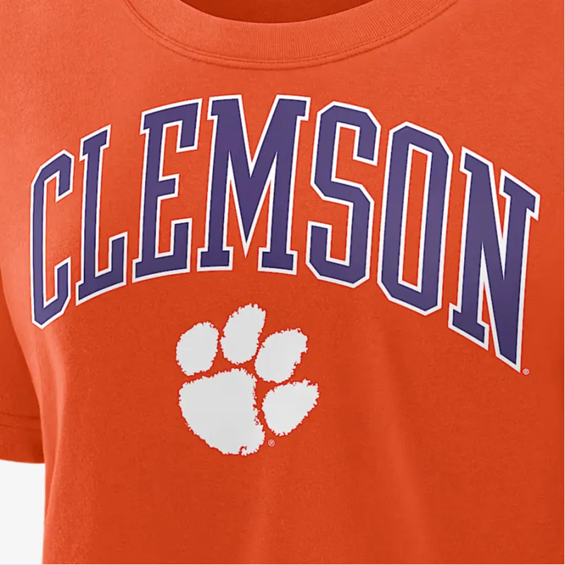 Nike Clemson Athletic Prep Arch Women's Nike Dri FIT College Cropped T Shirt-2