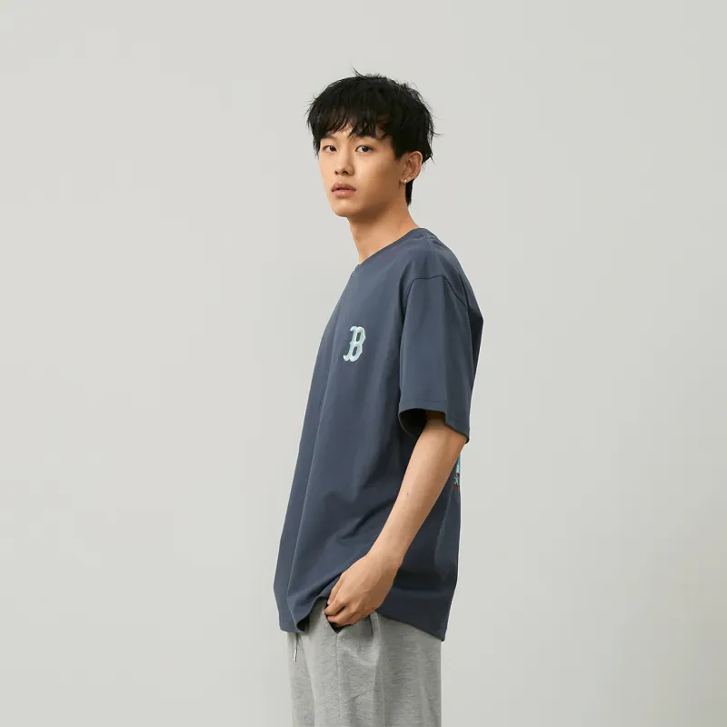 MLB MONOGRAM Reading Collection SS24 Set in Sleeve T Shirt Unisex Dark Gray-4