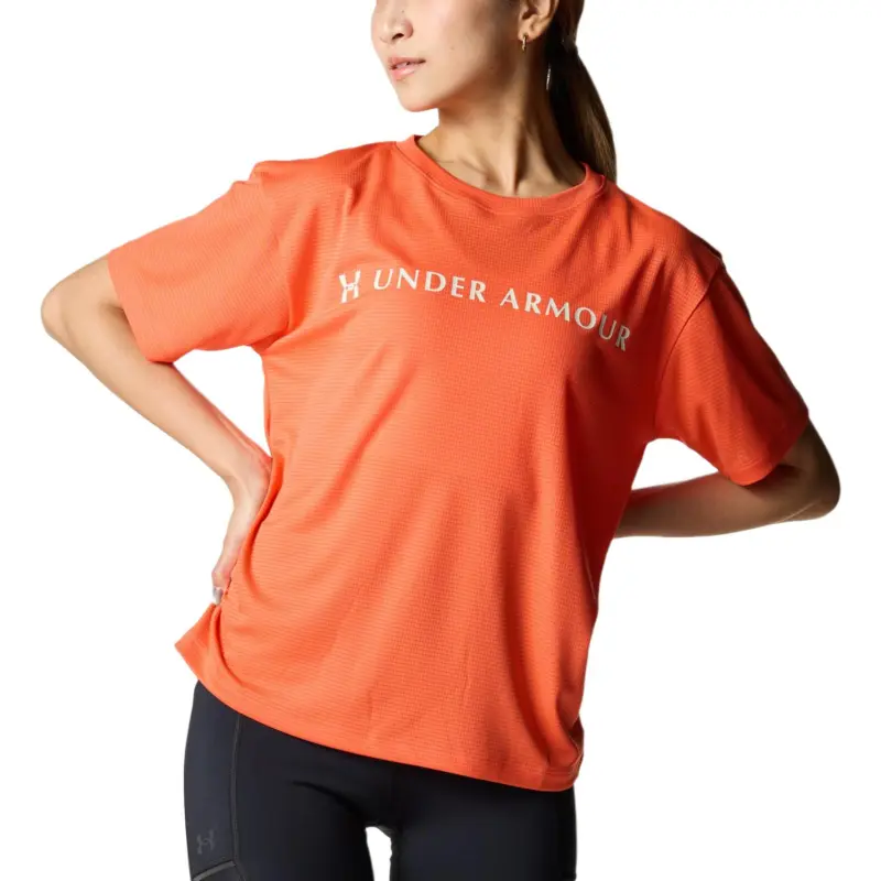 Under Armour Tech Drop Shoulder Sleeve T Shirt Women's Flame Color-1