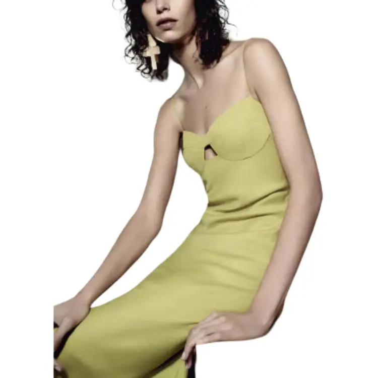 ZARA Slip Dresses Women's Green-2