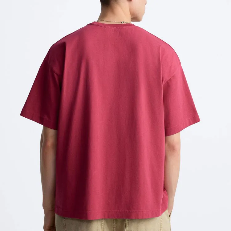 ZARA T Shirt Men's Dark Purple Red-4