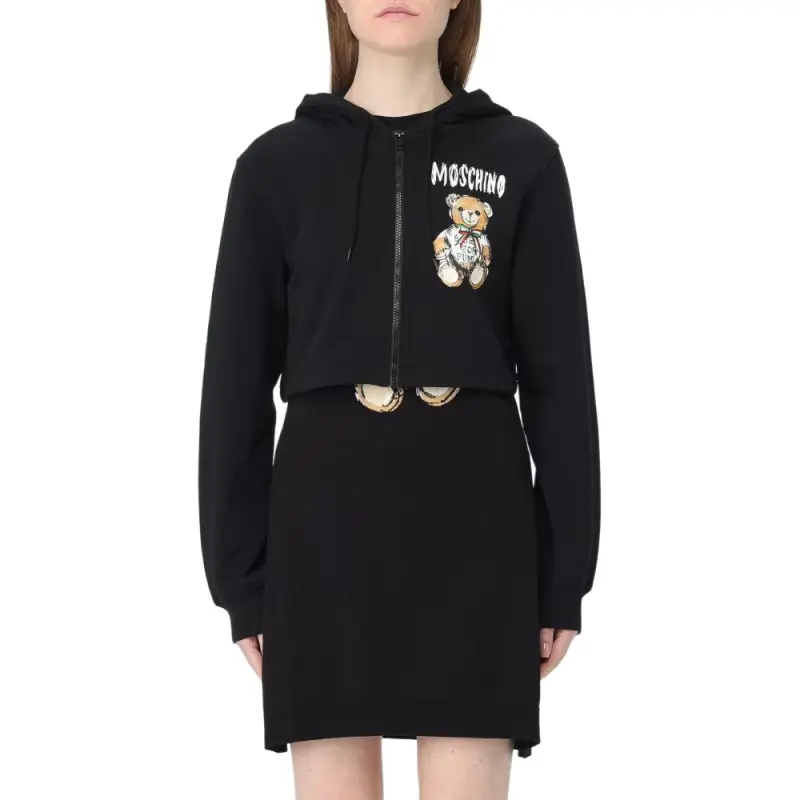 MOSCHINO Teddy Bear Logo Cropped Hoodie-2