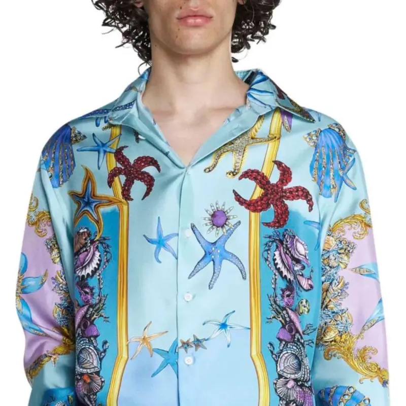 VERSACE Allover Graphic Printed Button-Up Shirt-1