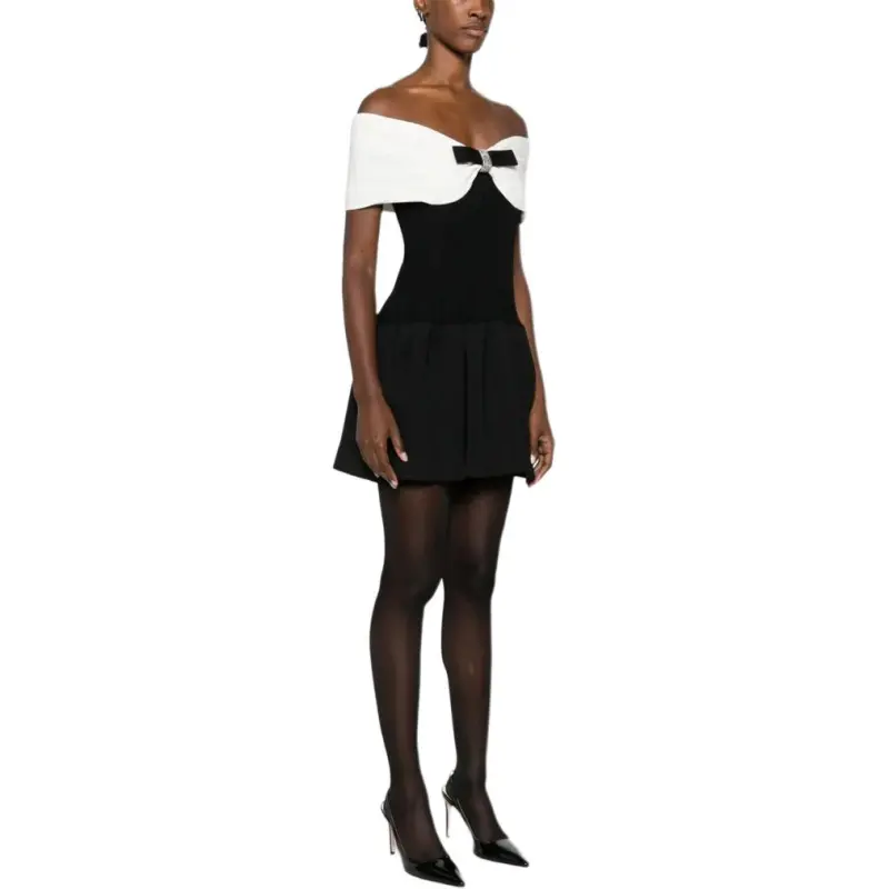 Self portrait Knitted Bow Mini Dress-3