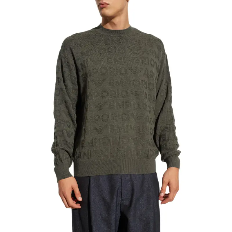 EMPORIO ARMANI Logo Jacquard Crewneck Jumper-1