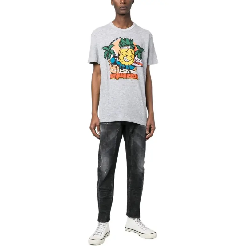 DSQUARED 2 Graphic Printed Crewneck T Shirt-4