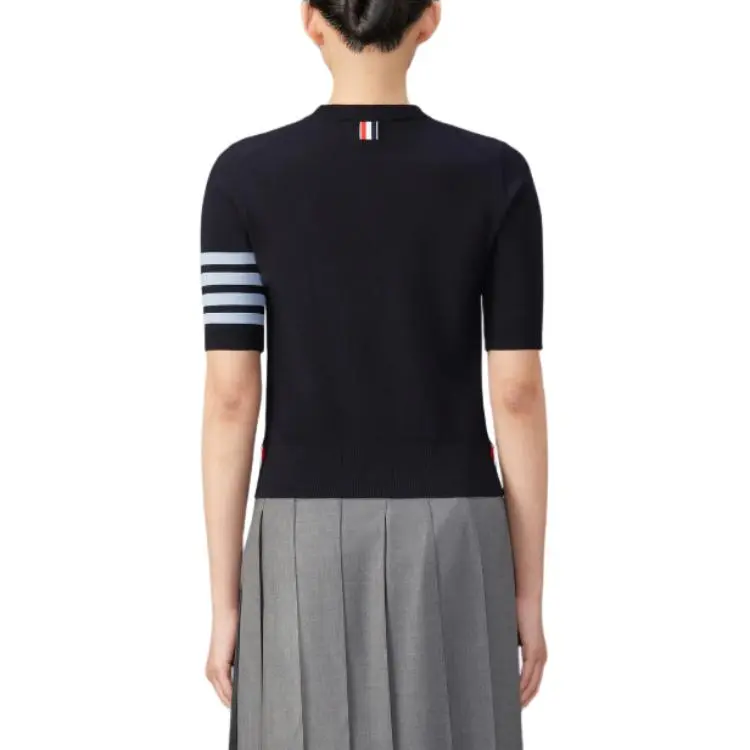 THOM BROWNE Stripes Fine knit T shirt-4