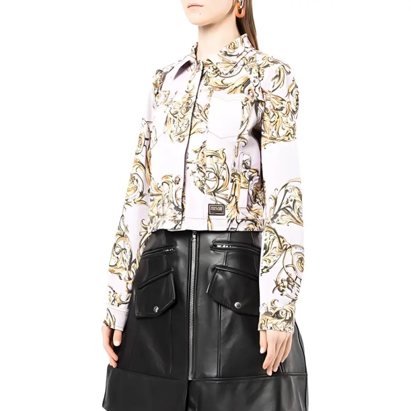 VERSACE Denim Jackets Women's Pink-6