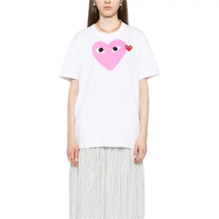CDG Play T Shirts Unisex Pink-1