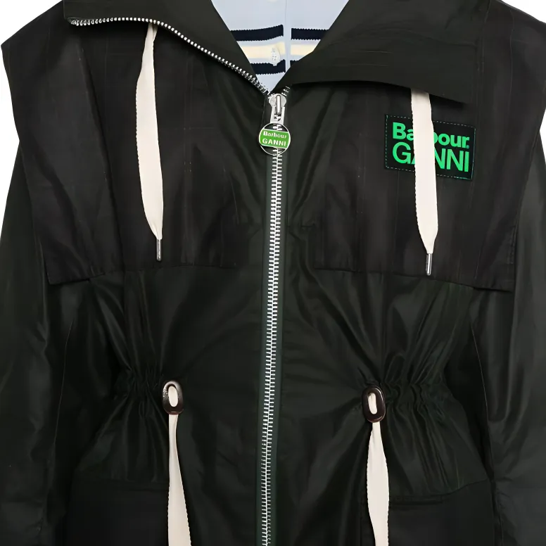 BARBOUR X Ganni Waxed Parka Coat-4
