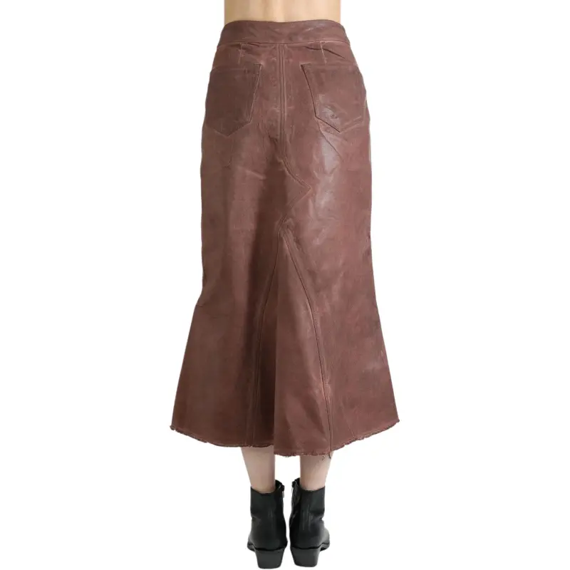 Rick Owens DRKSHDW Gonna In Denim Godet Skirt Brown-1