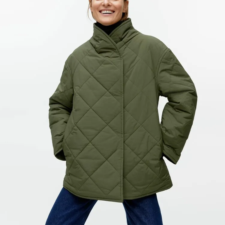 ARKET FW23 Puffer Jacket Women's Khaki Green-4