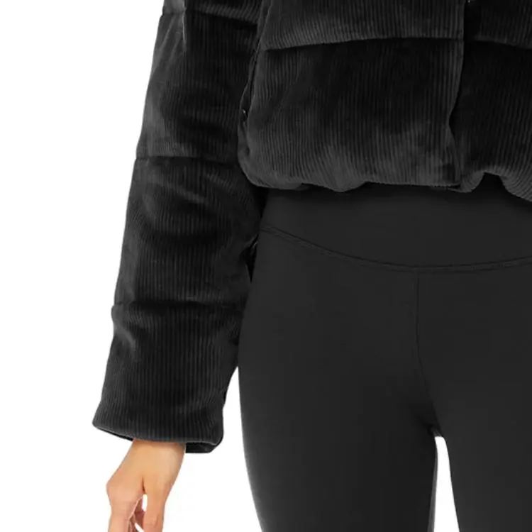 Alo Yoga RIBBED VELOUR GOLD RUSH PUFFER Puffer Jacket Women's Black-4