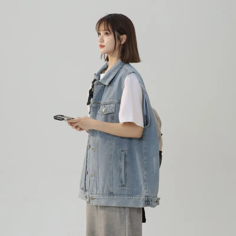 Ordifen Casual Versatile Sleeveless Vest Denim Jacket Unisex-2