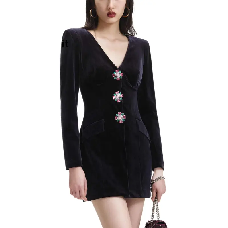 Self portrait Long Sleeved Dresses Women's Classic Black-3