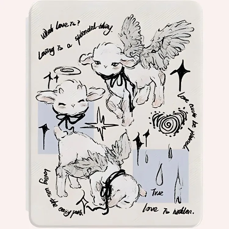 Wei Xin Blue Hand Drawn Shepherd Compatibility With IPad Pro 12.9/air 5/mini 6/7/11/13 Inches Tablet Protective Cases-1