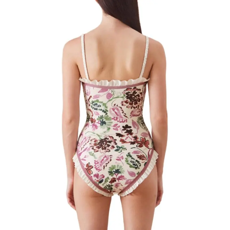 Visual Mood One piece Swimsuit Women's Green Pink Floral-3