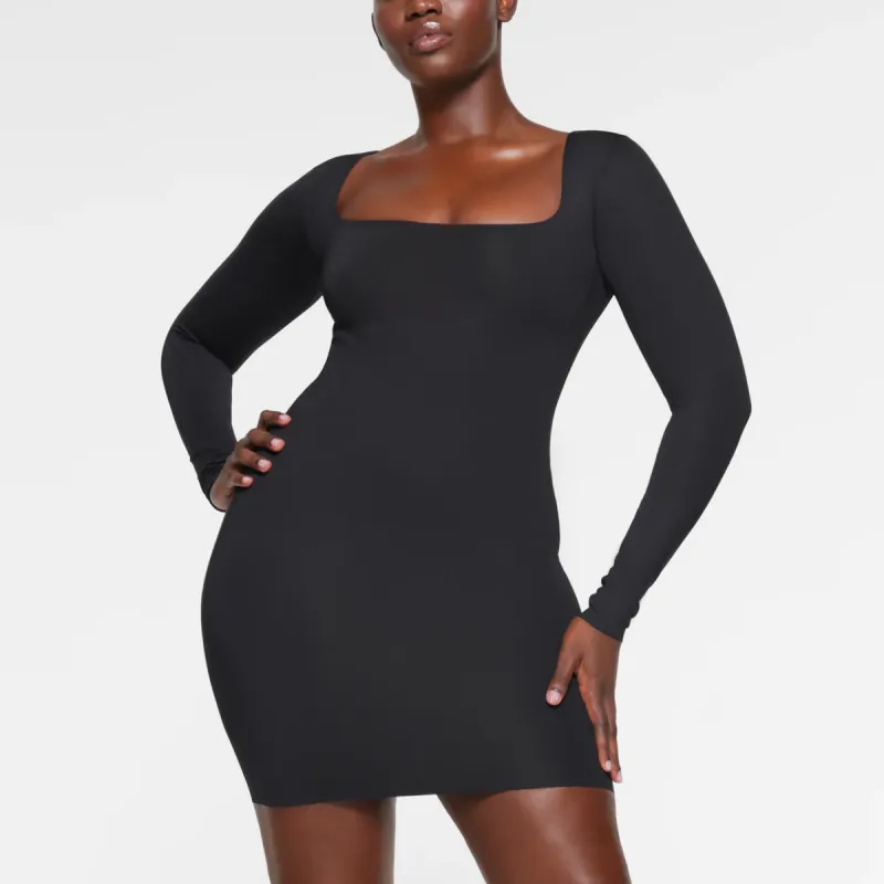 SKIMS BODY LONG SLEEVE MINI DRESS Long Sleeved Dresses Women's ONYX/Onyx-6