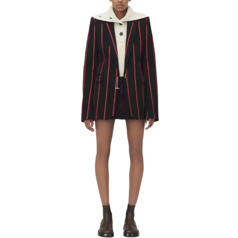 Alexander McQueen T Bar Chain Fastened Striped Blazer-1