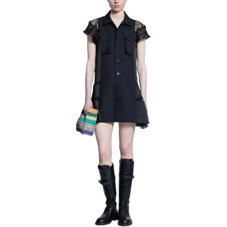 Sacai Short Sleeved Flared Mini Dress-1