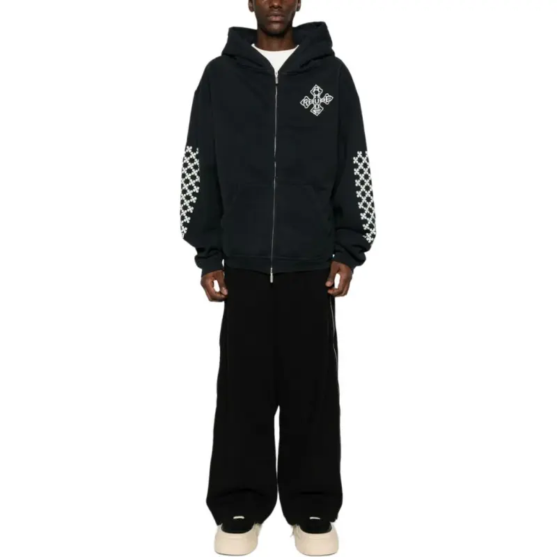 RHUDE Cross Logo Zip Up Hoodie-1