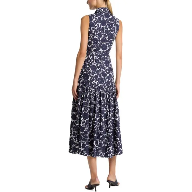 MICHAEL KORS Floral Cotton Poplin Drop-Waist Shirtdress-1