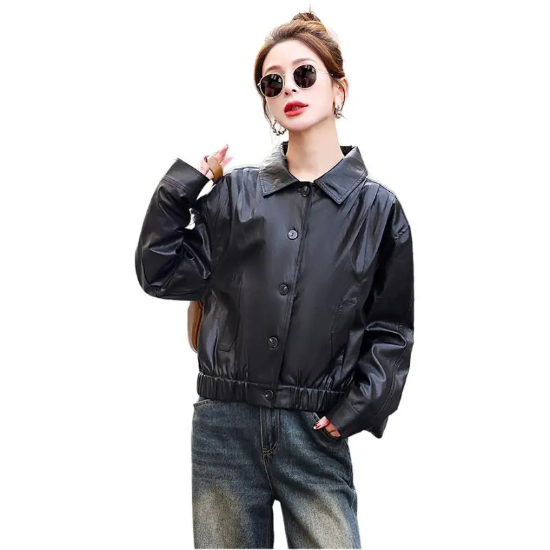 Fele.d Leather Jackets Women's Black-0