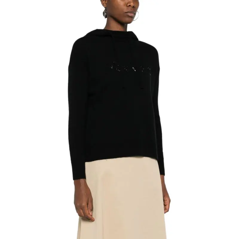 MaxMara Logo Embellished Knitted Hoodie-4