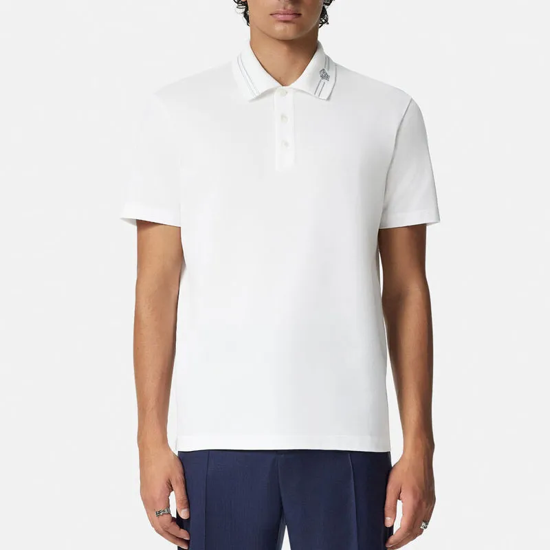 VERSACE Medusa Embroidered Short Sleeved Polo Shirt-2