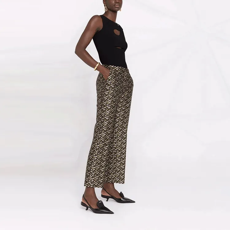 VERSACE Monogram Jacquard Pants 'Black/Khaki'-3