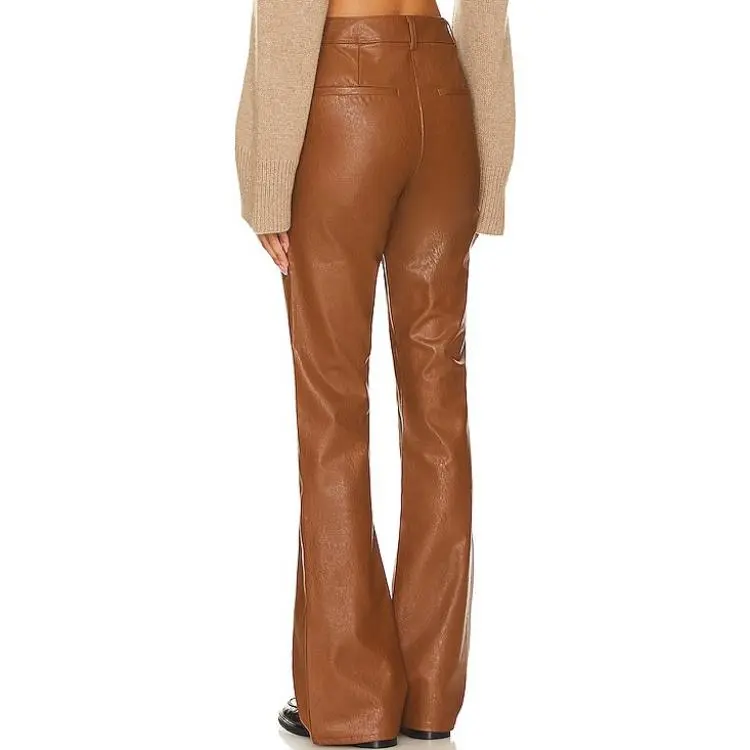 PAIGE Leather Pants Women's Brown-1