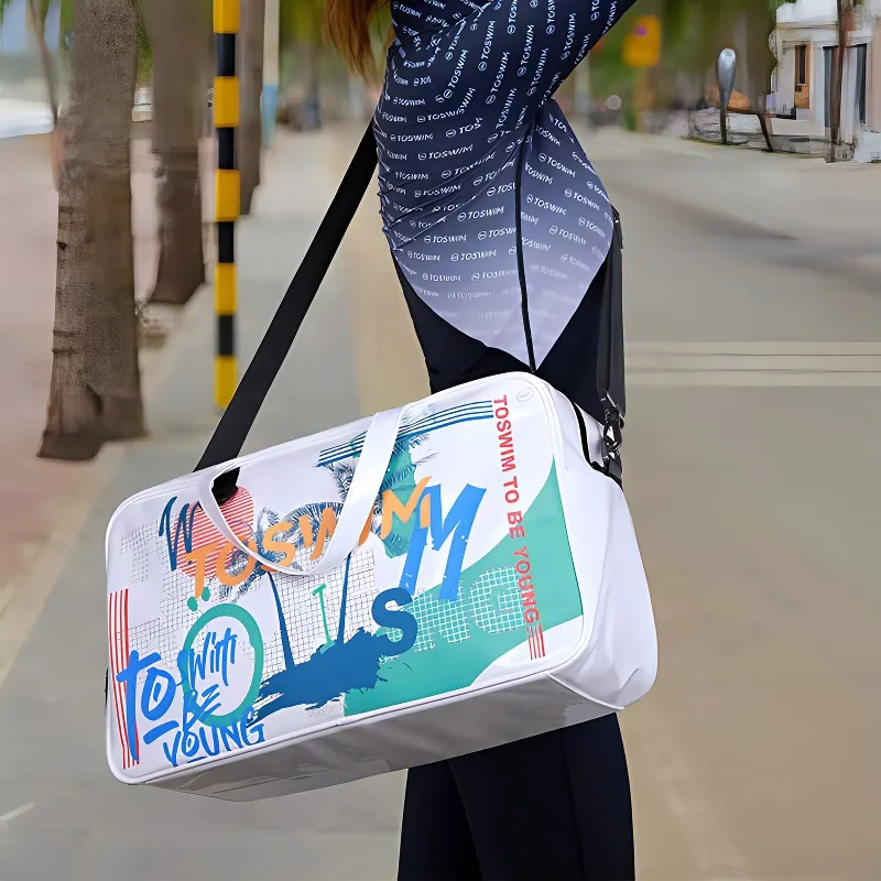 TOSWIM Mirror Leather Crossbody One Shoulder Handbag Unisex White-4