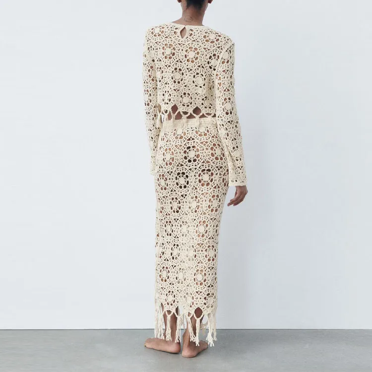 ZARA Casual Long Skirts Women's White-2