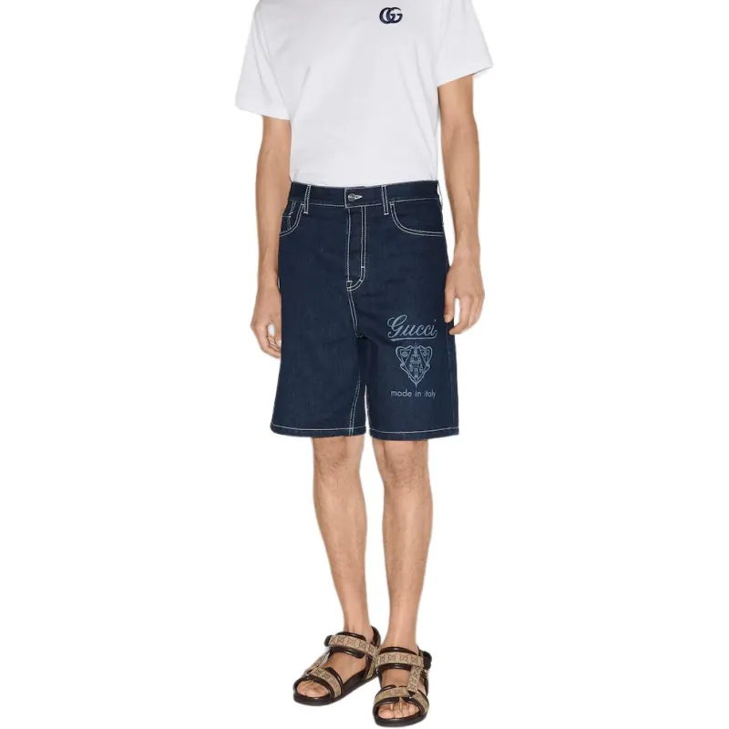 GUCCI Logo Detailed Denim Shorts-1