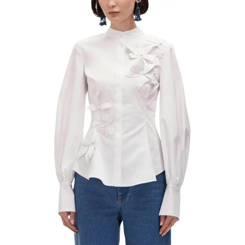 Oscar De La Renta Orchid Cotton Twill Blouse-2