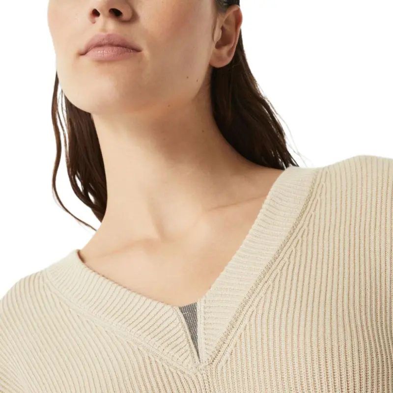 Brunello Cucinelli Monili Embellished V Neck Jumper-5